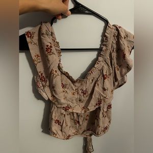 American Eagle Brown Floral Crop Top, size M